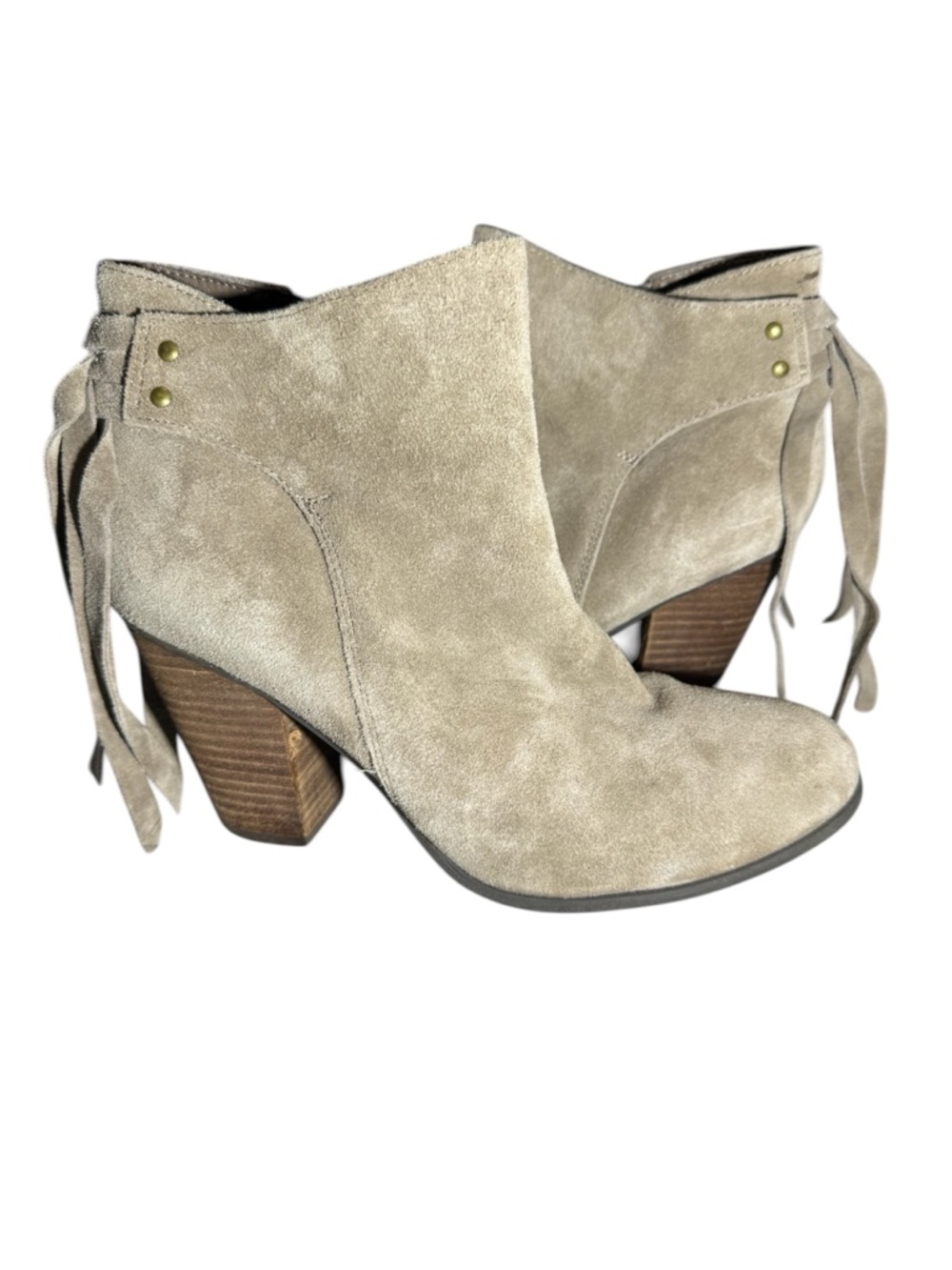 Franco Fortini Taupe Suede Fringe Ankle Boots